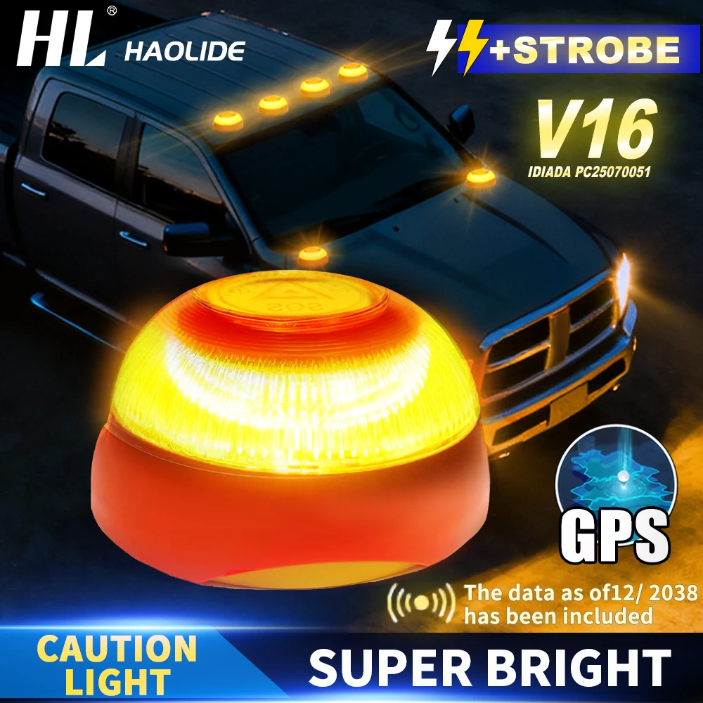 

Автомобильный аварийный маячок HAOLIDE Geolocation DGT 3.0 с поддержкой eSIM и функцией передачи данных, одобренный, сигнальная лампа безопасности для грузовиков и легковых автомобилей