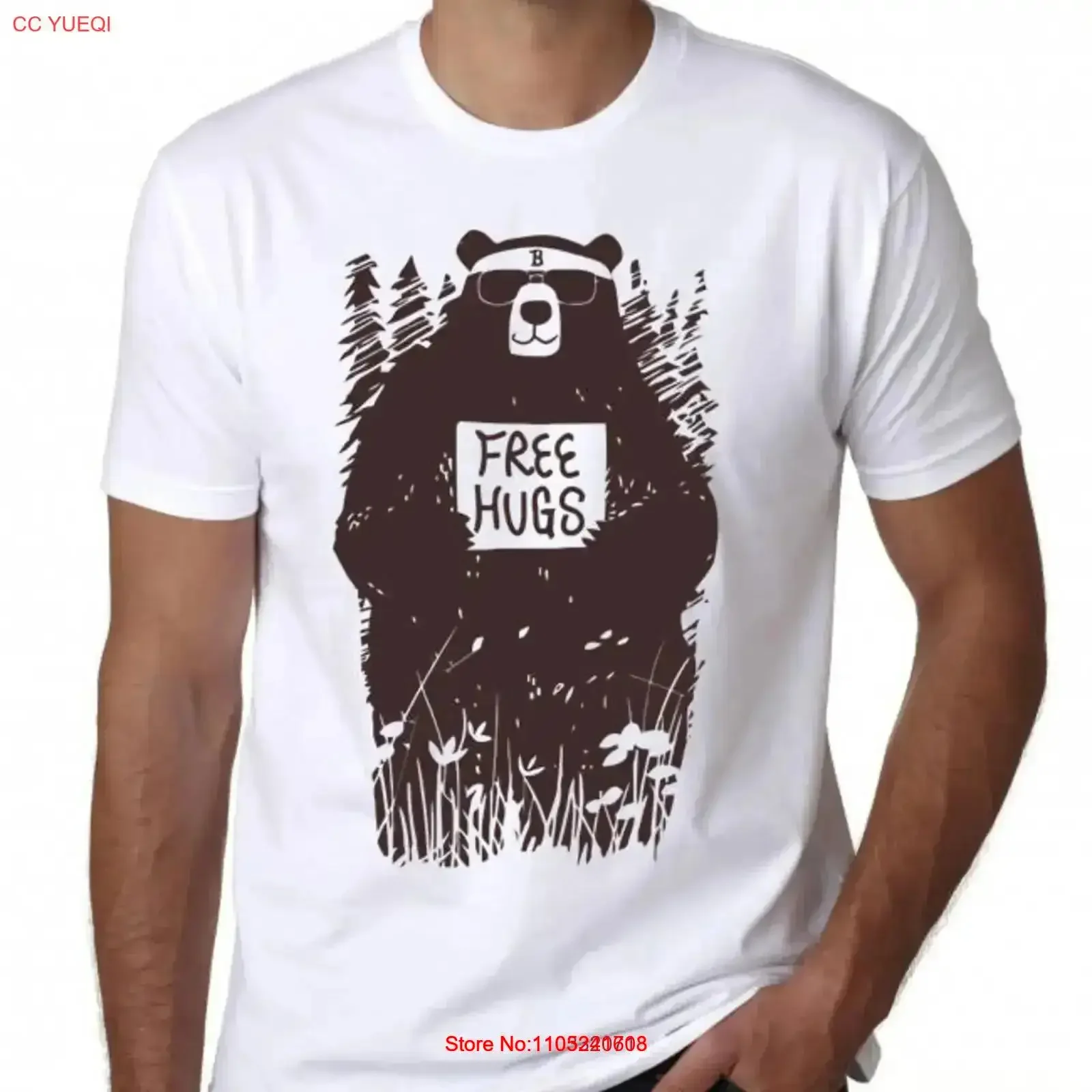 

Футболка Free Hugs Bear Забавная крутая винтажная стираная дизайнерская одежда Удобный модный стильный мягкий топ для повседневной носки