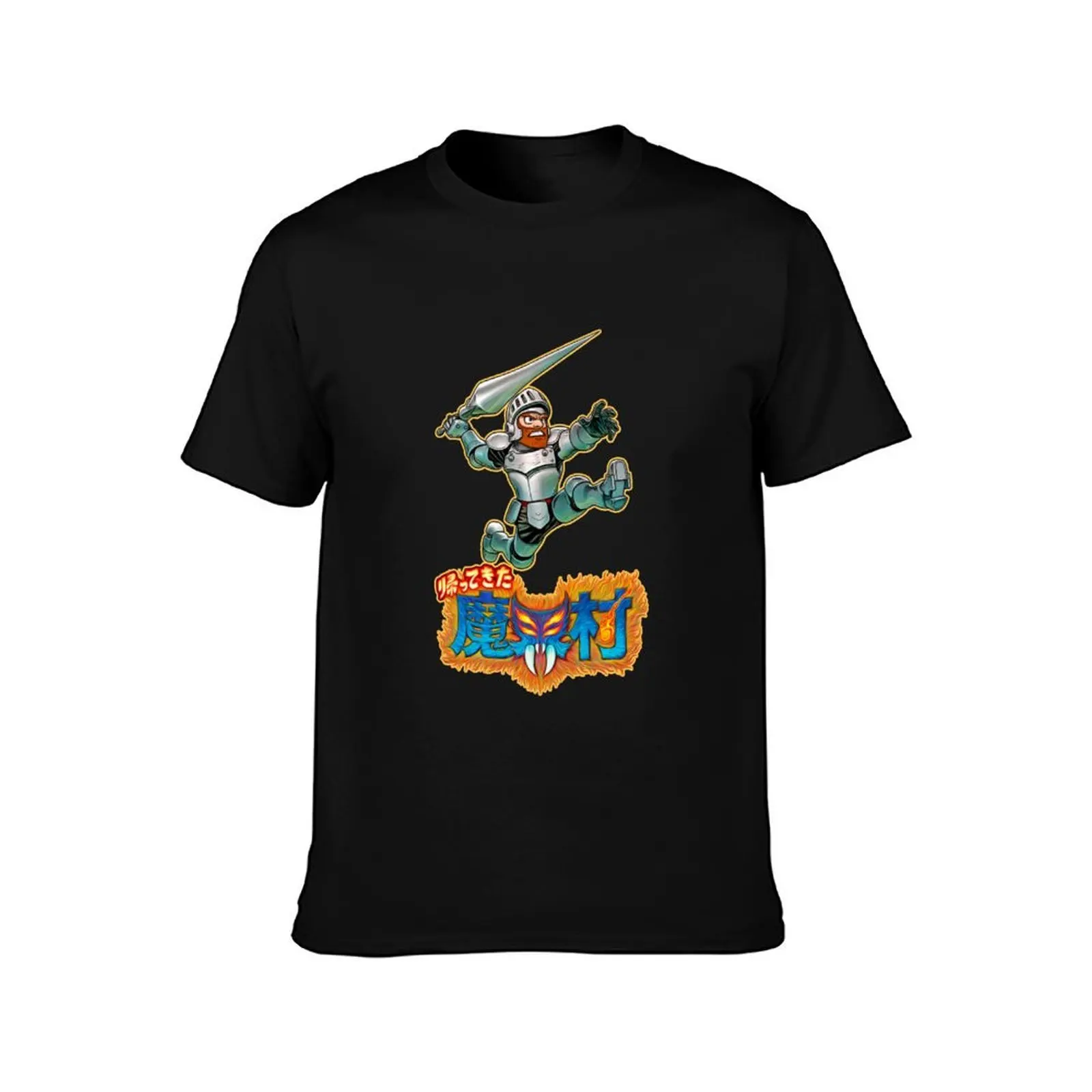 Ghosts n goblins resurrection sticker T-Shirt, Summer Casual Cotton Tee, Oversized Streetwear Tops, Vintage Graphic Print