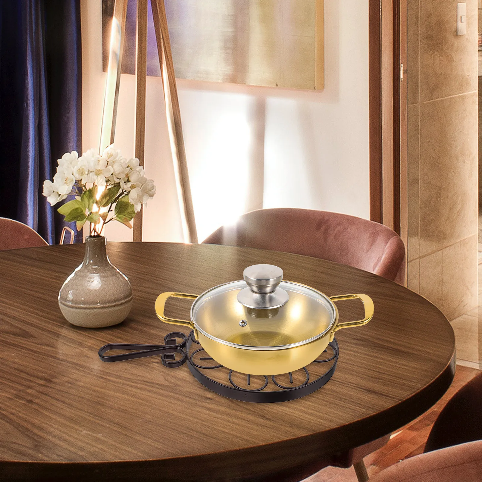 Iron Metal Heat Resistant Placemat Delicate European Style Dining Table Mat Skid Proof Pot Coaster Decorative Table Setting