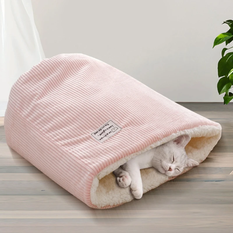 Plush Cats Winter Sleep Bag Soft Insulated Cats Nest for Cold Weather Comfortable Pet Warm Lounger Bed Rest Cushion D2RD