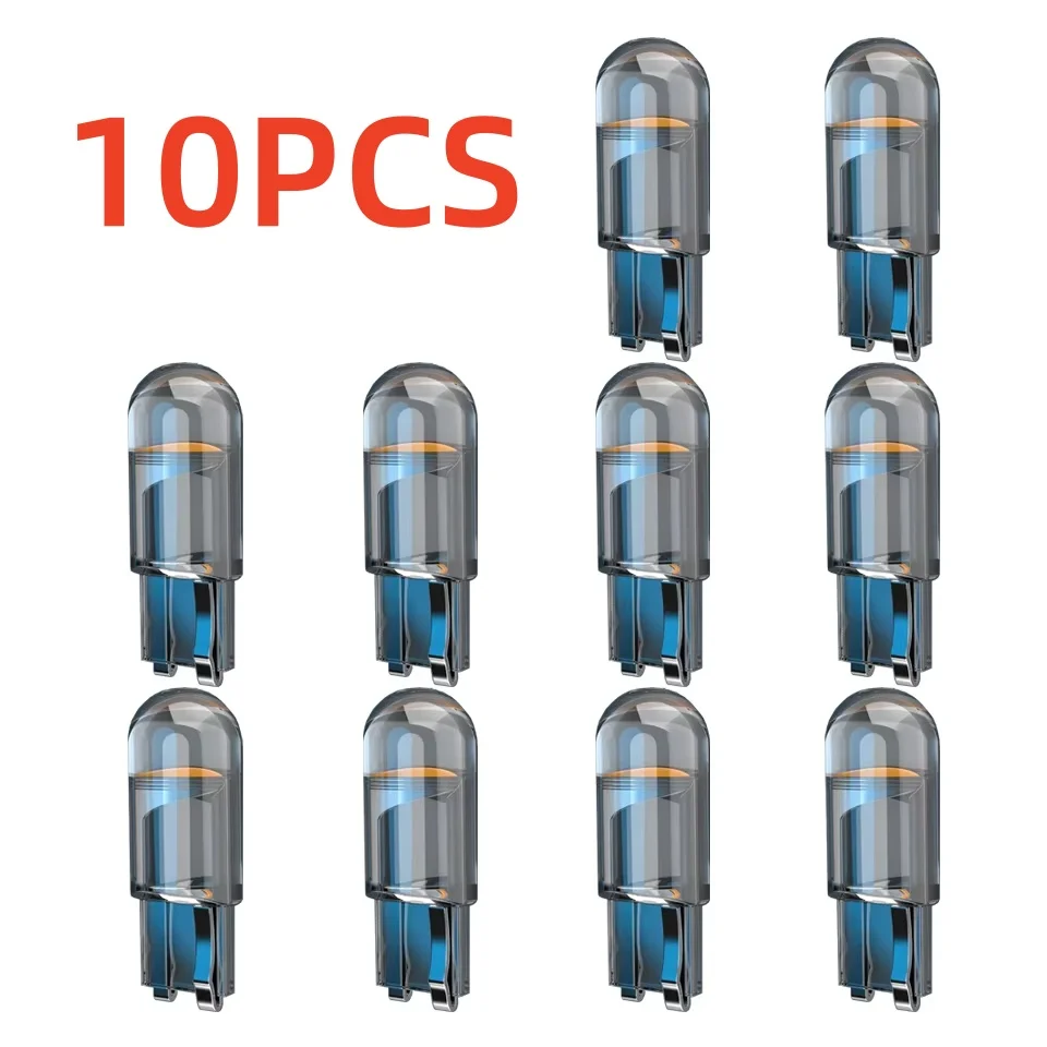 10 Stück 2026 Neueste W5W LED T10 Autolicht COB Glas 6000K Weiß Auto-Kennzeichenbeleuchtung Innenraumleuchte DRL Glühbirne 12V