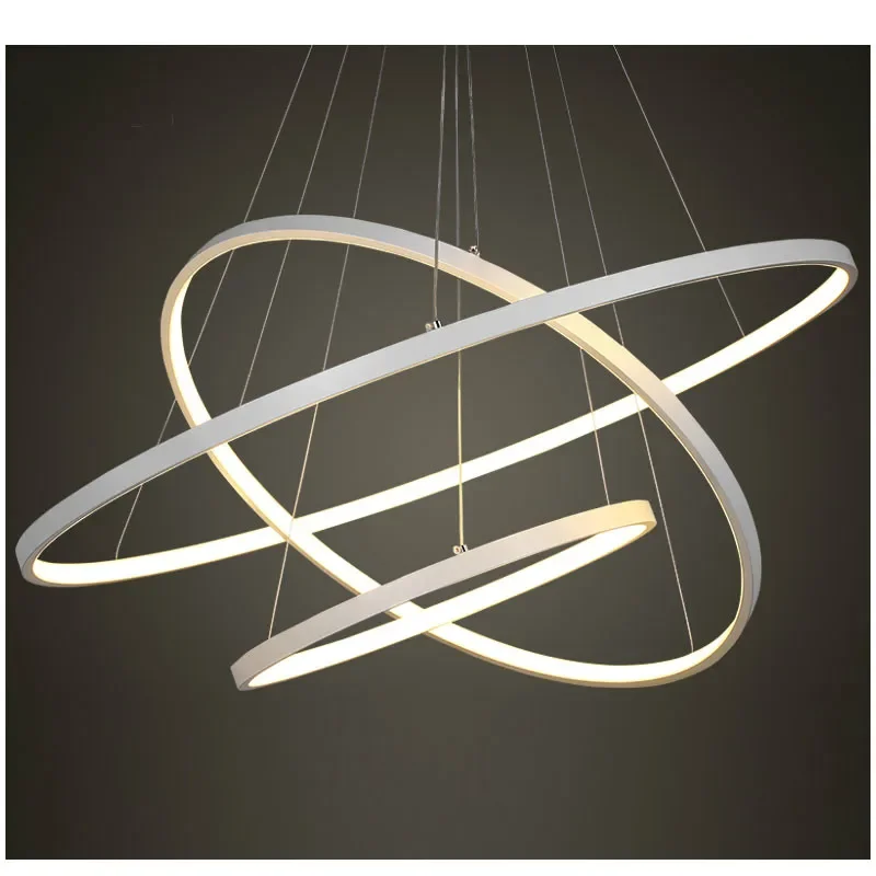 40 60 80CM White Led Chandelier Modern 3 Circle Rings   Lighting For Dining Room Bedroom Living  Indoor Home