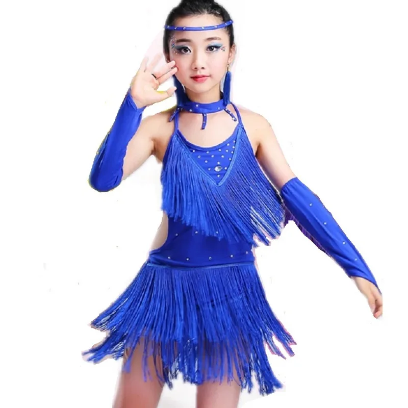 Robe De Danse Du Ventre Femme Avec Strass Et Franges - Tenue Latine Tango Salsa Cha Cha