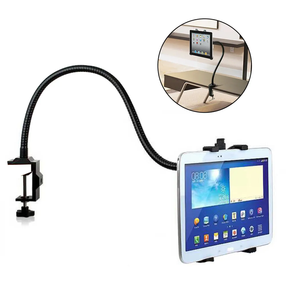 

360 Degree Rotating Gooseneck Tablet Holder Stand Clamp Mount for 5-11 Inch Tablets Smartphones Desk Bed Table Thickness Up to