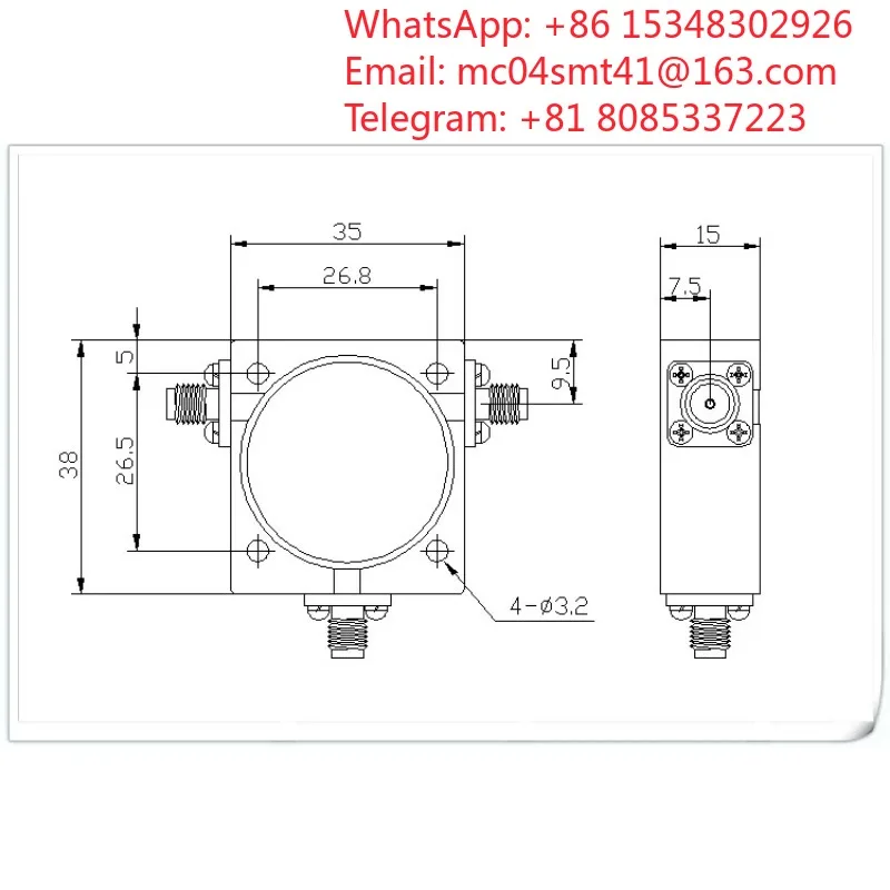 TH3538 Series UHF RF Coaxial Circulator 950‑1850MHz, Microwave Passive Signal Transmission Component For Wireless