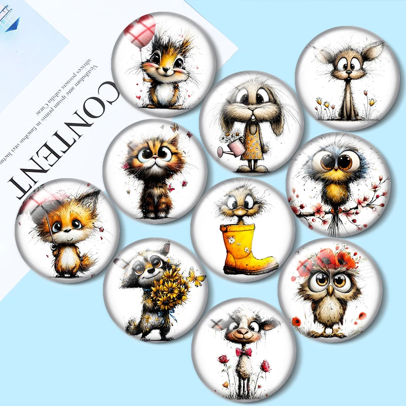 Whimsical Spring Watercolor 12/18/20/25mm glass cabochon  bracelet pendant rings for jewelry demo earrings back Making findings