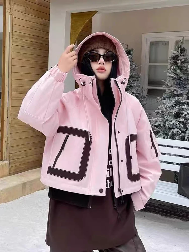 Chaqueta con capucha y forro interior extraíble para mujer, chaqueta acolchada gruesa y cálida de dos piezas, prendas de vestir Parker de plumón de pato blanco para invierno