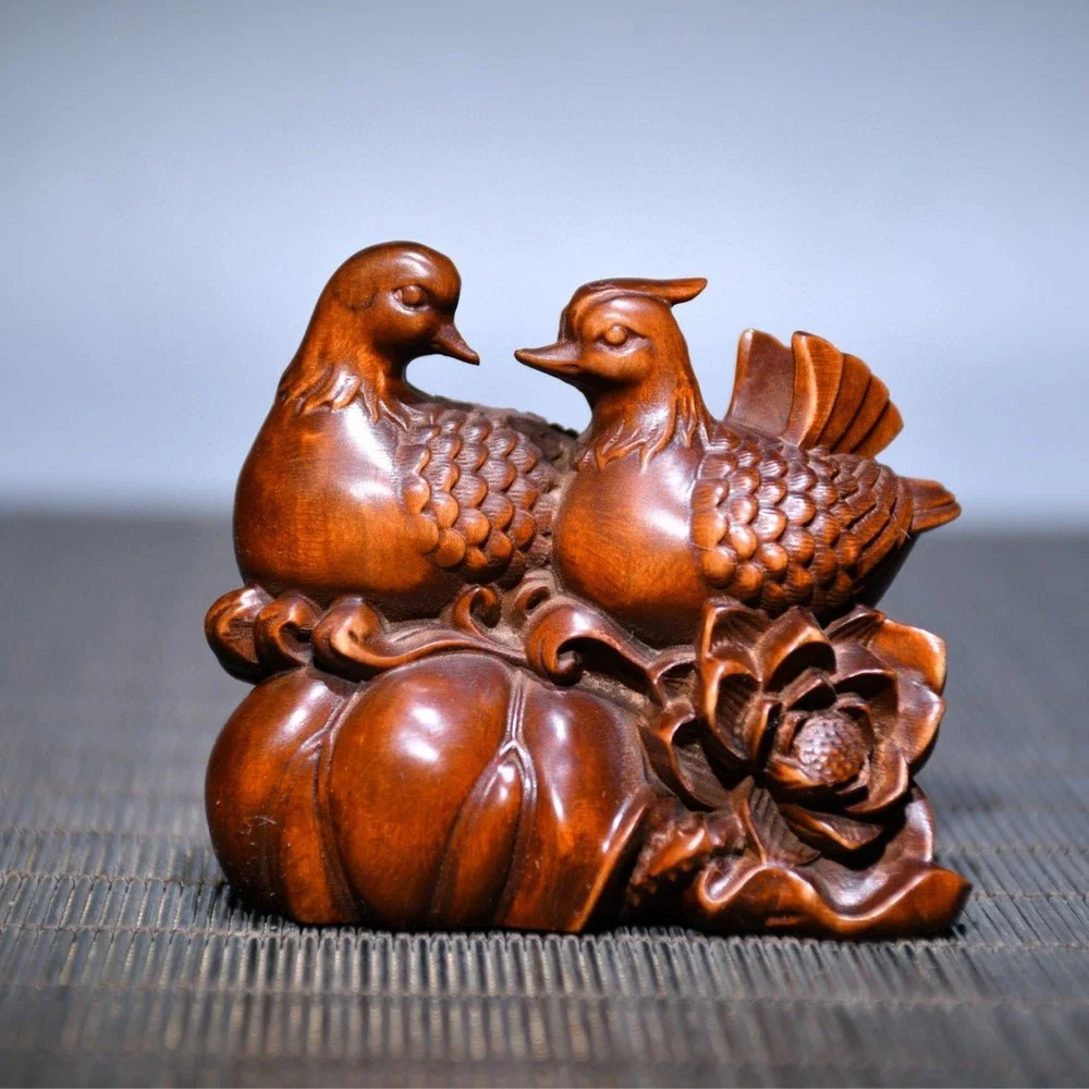 

2,3 "резьба по дереву, античная резьба по самшиту, утка-мандаринка, пара деревянных украшений