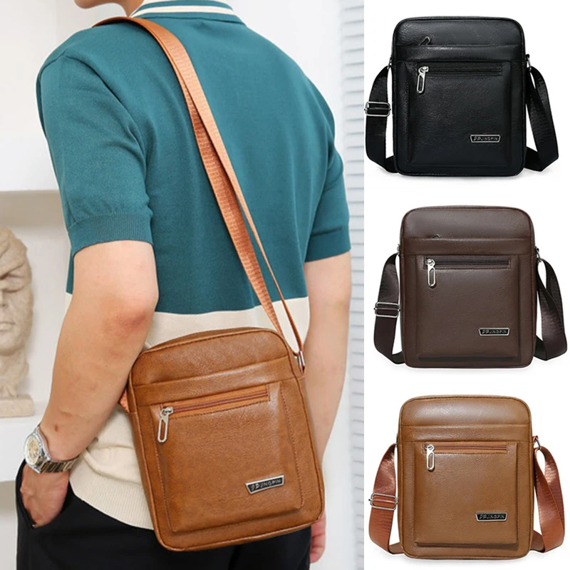 Men\'s Single Shoulder Bags Vintage Fashion Casual PU Business Large Capacity Handbag Practical And Durable Male\'s Crossbody Bag