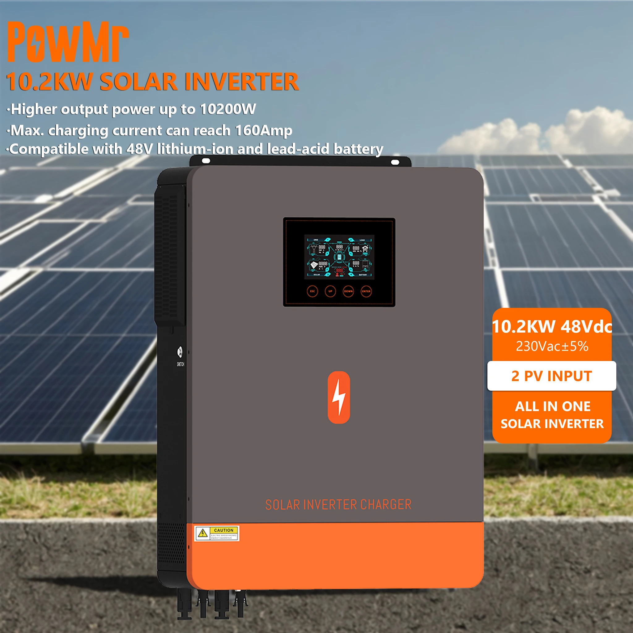 PowMr Higher Output Power 13200W Solar Inverter 10KW 48Vdc To 220/230Vac Pure Sine Wave Inverter For Solar Energy System