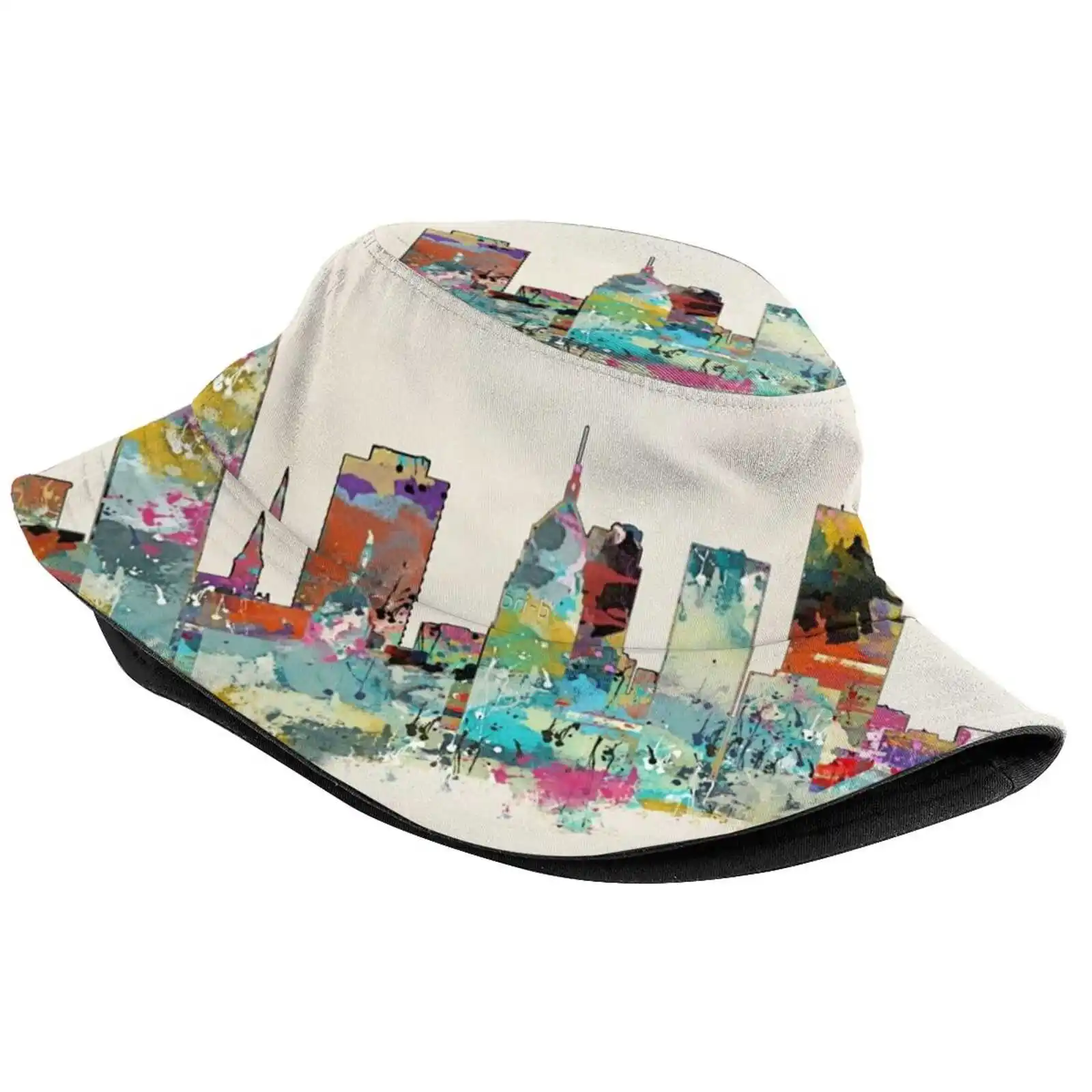 City Unisex Fisherman Hats Cap City Skyline Colorful Skylines Watercolor Skylines Urban Skylines Watercolors Watercolours Bri