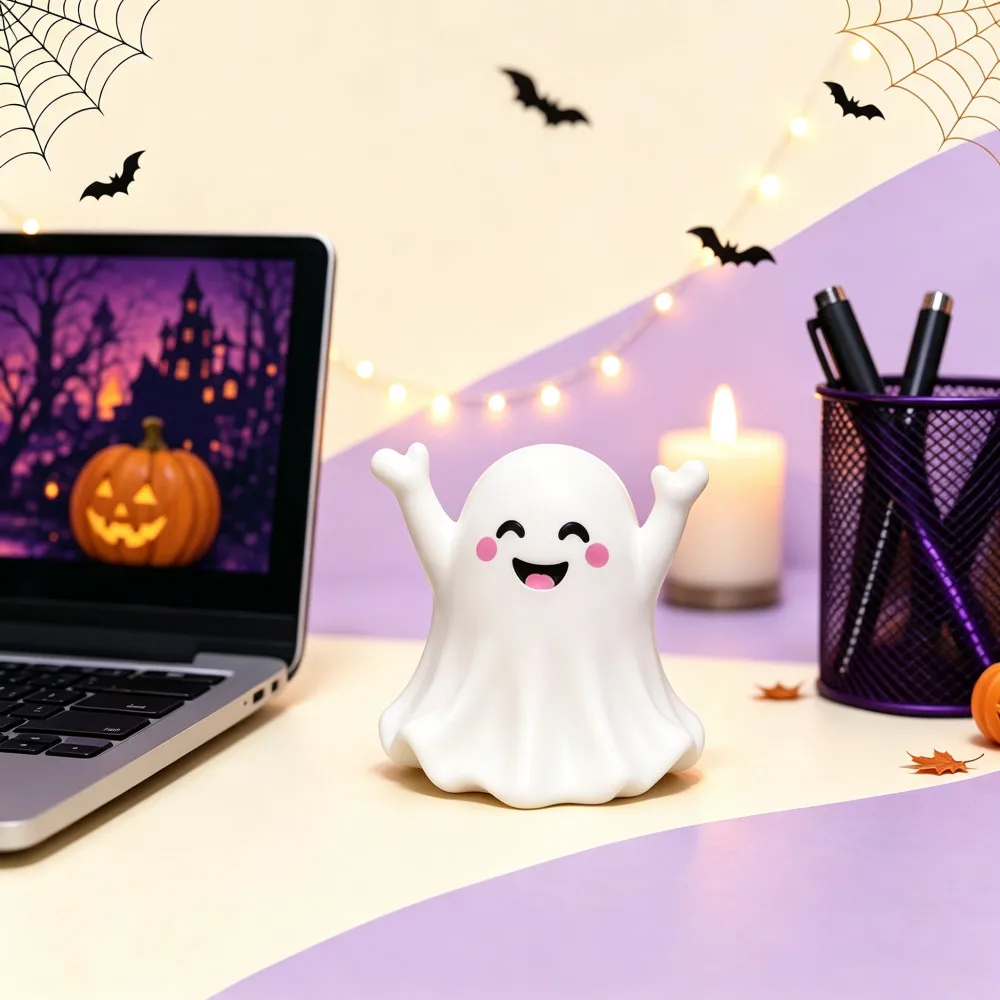 Niedliche Halloween-Geisterfiguren, Lustige Gesichts-Miniaturstatue für den Schreibtisch, Dekoration für Zuhause, Regal, Auto, Tisch, Geschenk für Feiertagspartys – Detail 7
