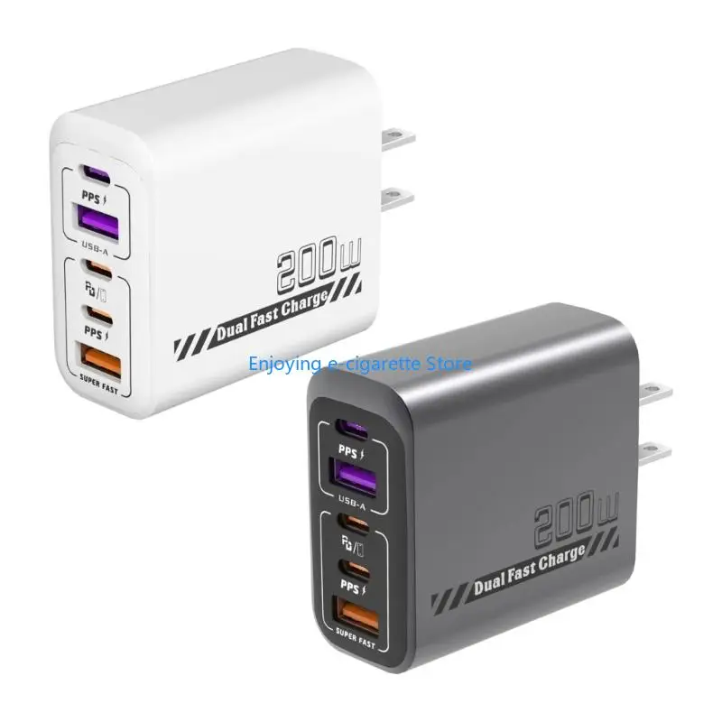 200W Block with 3 Type C and 2 USB-A Ports for Multi-Device Desk, Home Office, and Travel Charging Y4QF