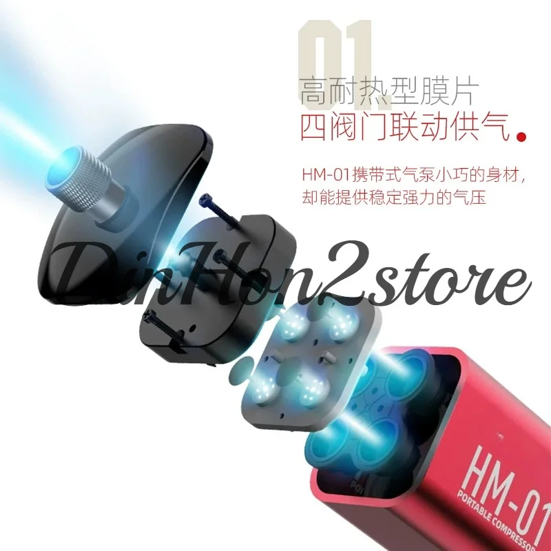 Rechargeable airbrush air pump set HM-01 model coloring and painting, self-start and stop