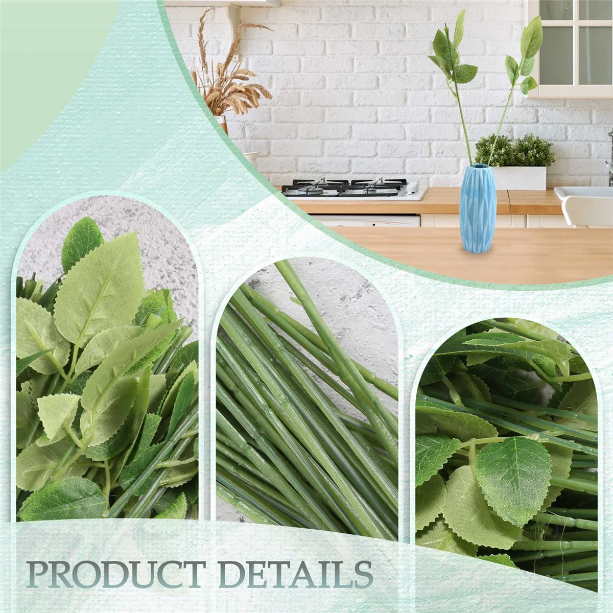 A03V 50 Uds. De tallos artificiales de rosas falsas para bricolaje, ramo hecho a mano, flor, hoja, velo, decoración del hogar para boda