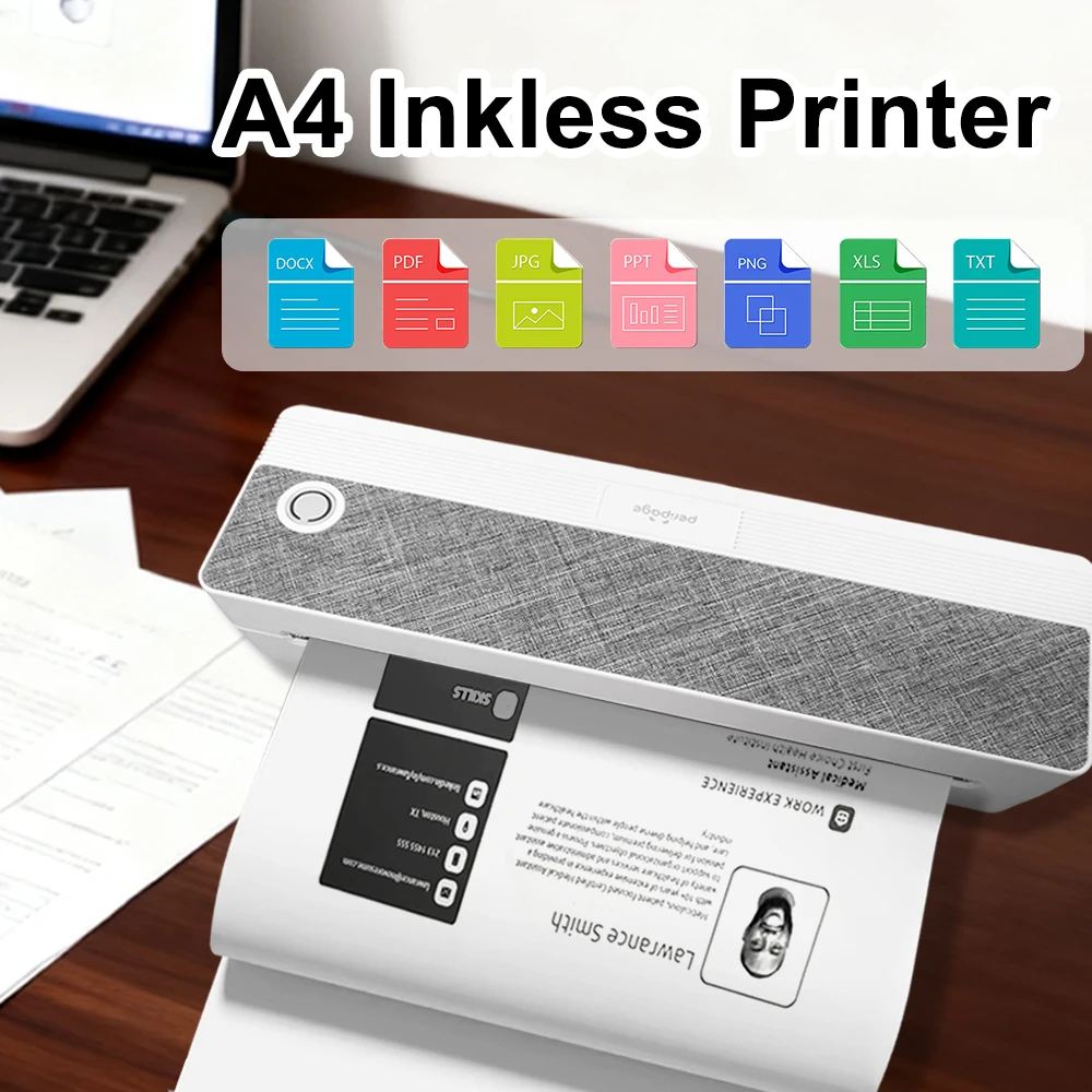 A4 Thermal Paper With Peripage Mini Portable A4 Thermal Printer Inkless Bluetooth Picture HD Printing Printer For Office Home
