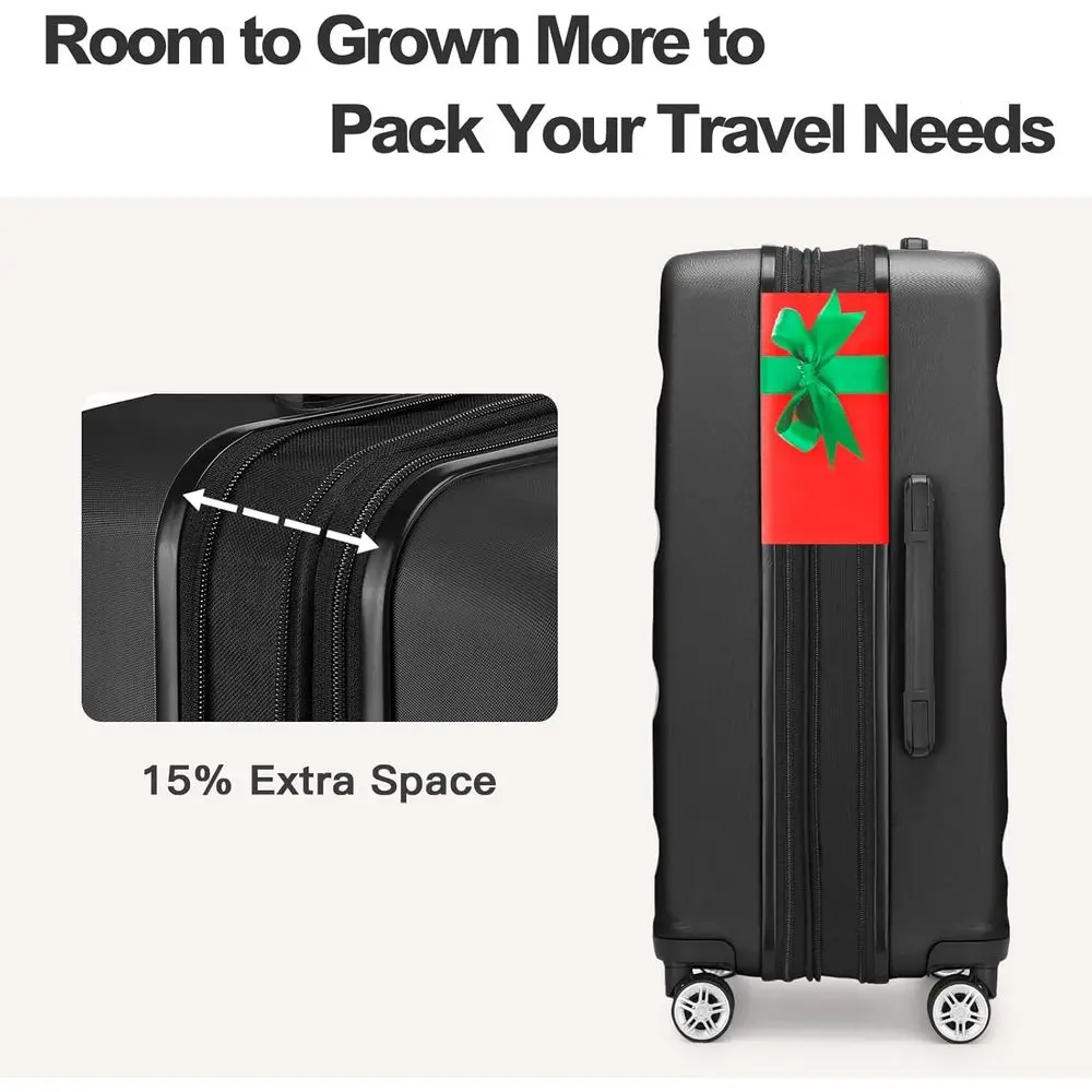 Mala rígida média de 24 polegadas com trava TSA, rodas giratórias expansíveis, preta