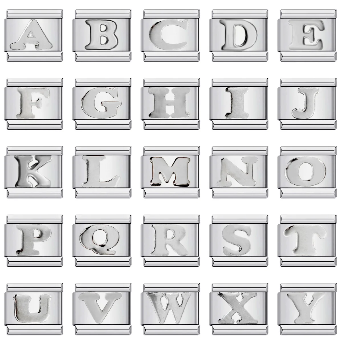 26 English A-Z Letter Name Custom 9mm Link Charms Silver Color Italian Stainless Steel Bracelet DIY Jewelry Making Hand Chain