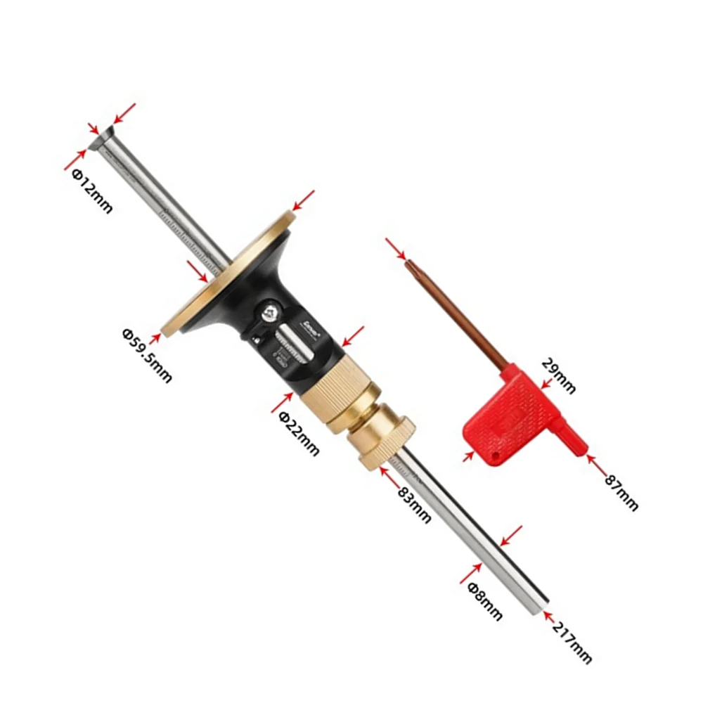 Wheel Marking Gauge Woodworking Marking Scriber Kit with 10 Replacement Cutters Solid Metal Bar Wood Scribe Tool for Carpenter