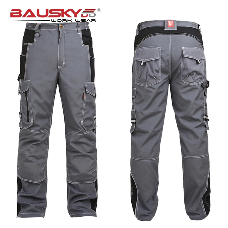 Poly-cotton Work Pants Men for Construction Engineer's Cargo Pants with Multi Pockets Durable Workwear Craftsman's Working Pants