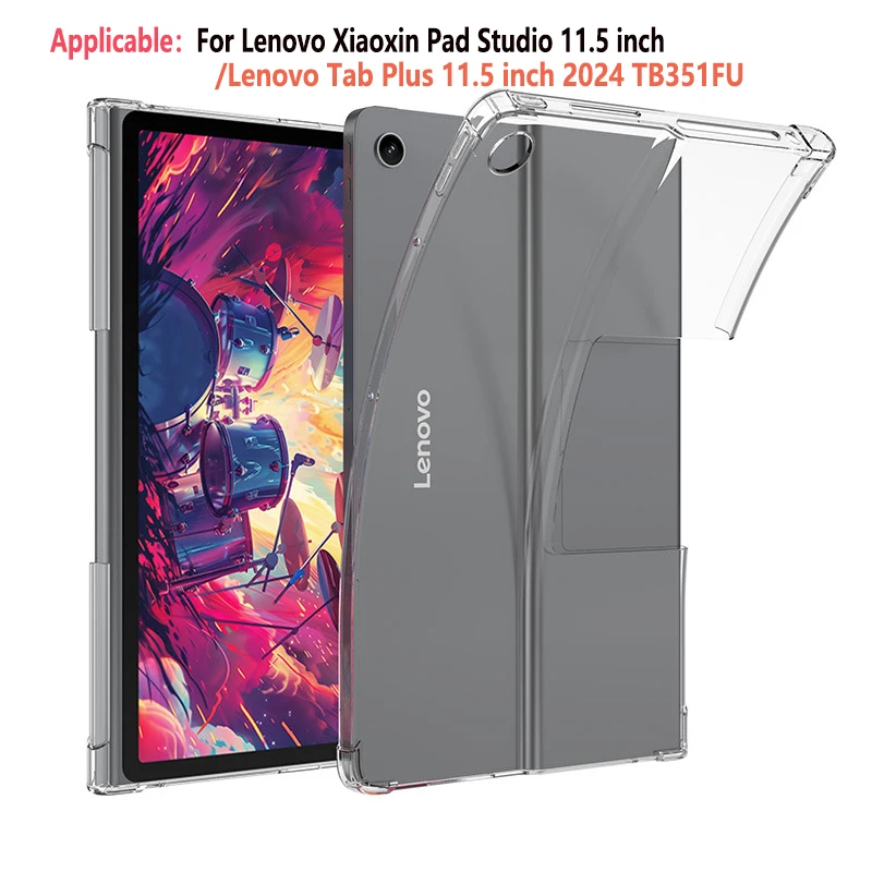 

Для Lenovo Tab Plus 11,5 дюймов 2024 TB351FU Защитный чехол Xiaoxin Pad Studio 11,5 дюйма Утолщенная мягкая подушка безопасности Прозрачные чехлы для планшетов из ТПУ