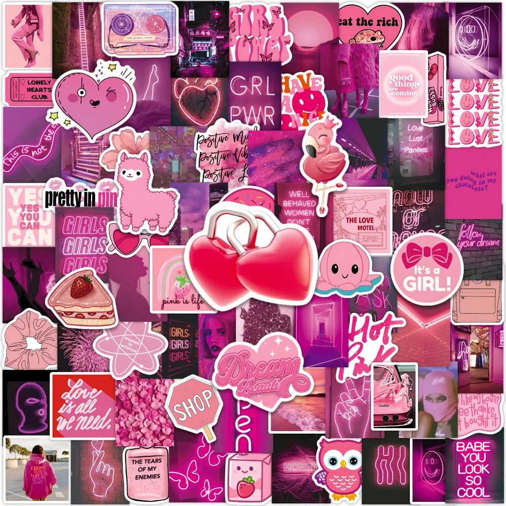 10/30/50/100PCS Cool Cartoon Pink Graffiti Sticker Aesthetic Toys Skateboard Phone Suitcase Bike DIY Waterproof Kids Toys Decals