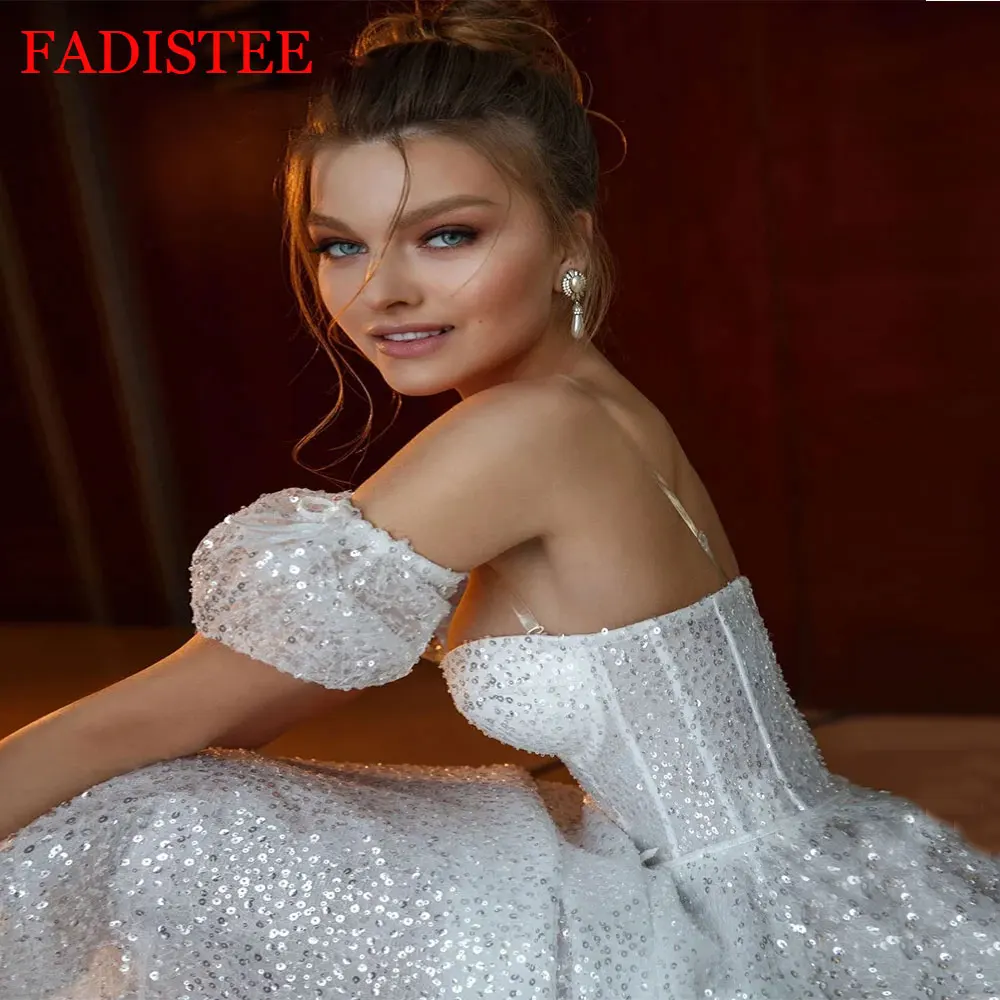 Customized Sexy Sweetheart Sequins Summer Prom Dress With Detachable Short Sleeves Tea-Length Robe De Glitter Sheer Back 2025