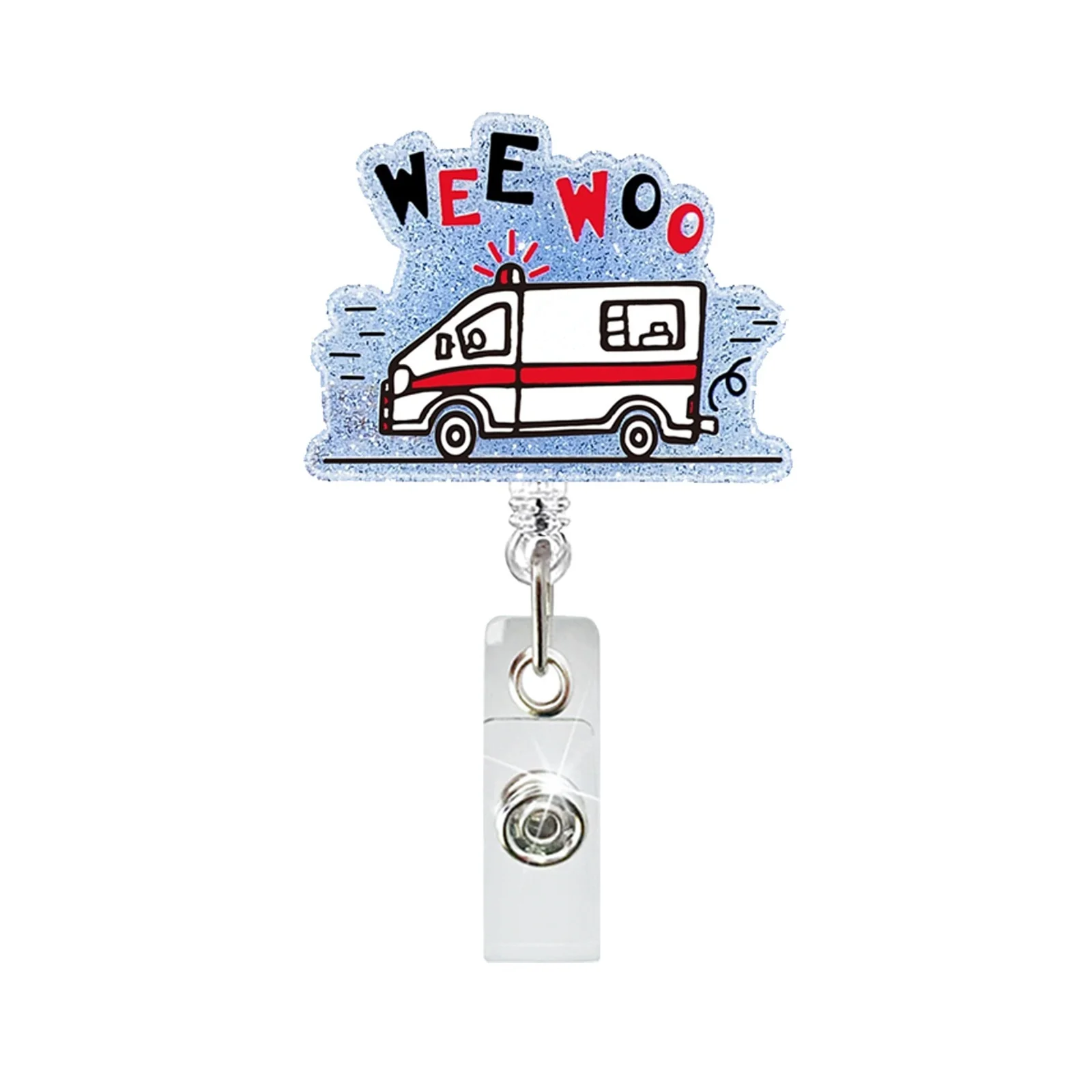 Alligator Clip Practical Heart Badge Reel Id Card Holder Glitter Badge Reel For Clinic Student Id Employee Id