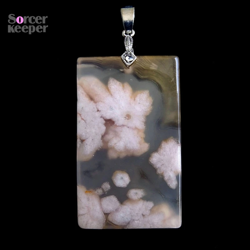 Women & Men Fashion Jewelry Pendants Necklaces With Chain Cherry Blossoms Agate Beads Quartz Gemstone Colares Femininos BO469