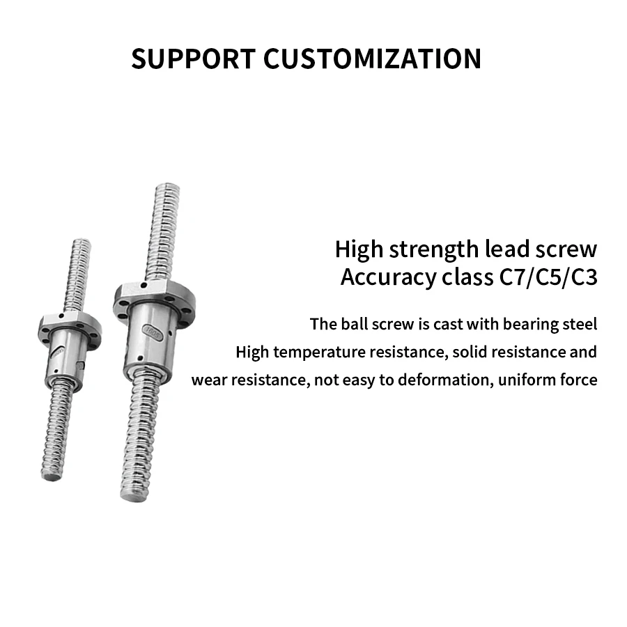Высокоточный шариковый винт C7 с поясной гайкой SFU2510 SFU3205 SFU3210 SFU4005 SFU4010 Длина 150-1150 мм Нет обработки для деталей с ЧПУ