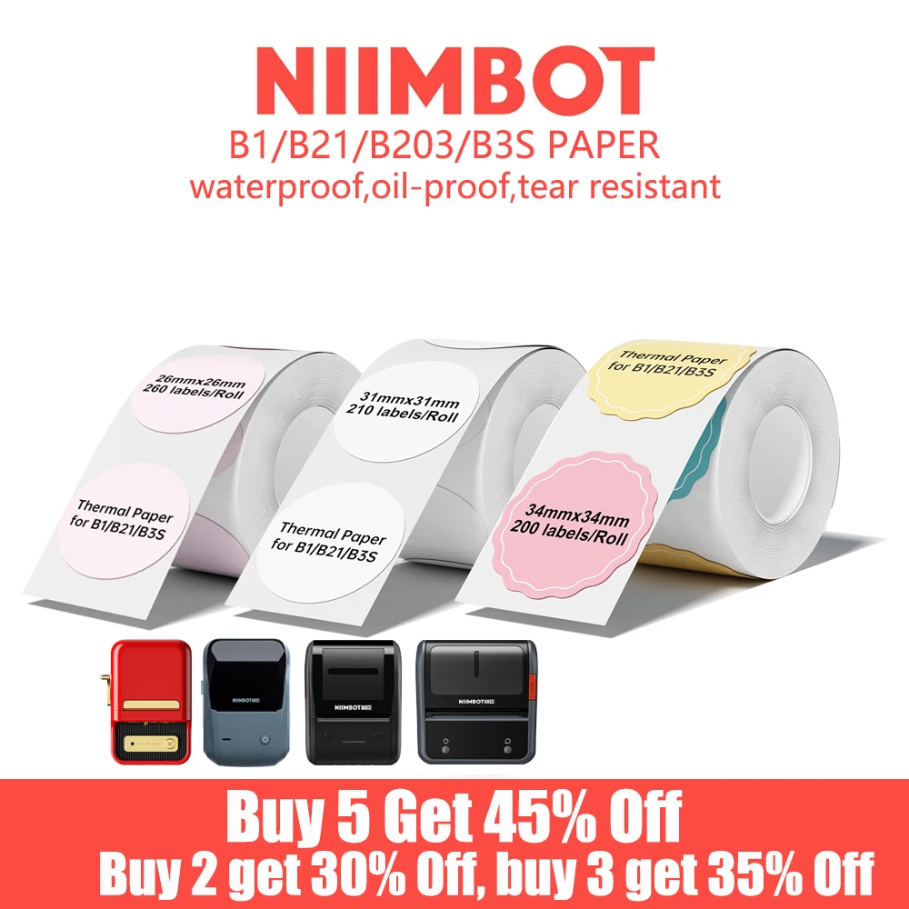 【Round】NiiMBOT B1 B21 B203 B3S Round Label  Sticker Self-adhesive sensitive Waterproof Digital Number Cake Sealing Sticker Paper