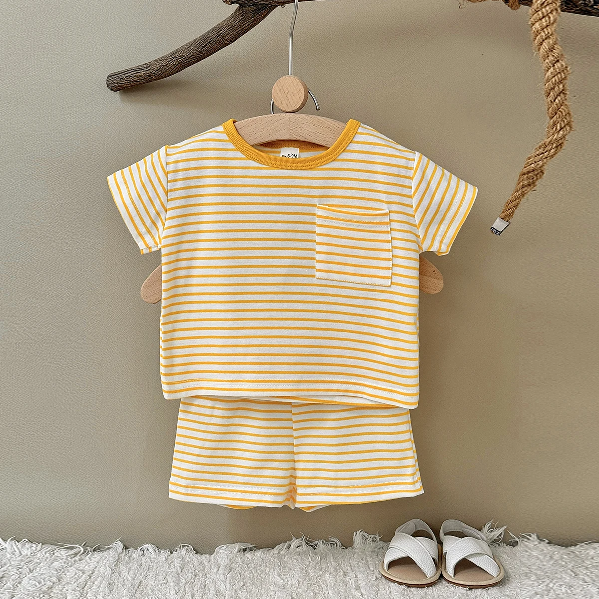 Summer Newborn Baby Boy Girls Clothes Set Leisure style Stripe Shirt +Shorts Clothes Sports Suit Children 2Pcs/Set 0-3Y