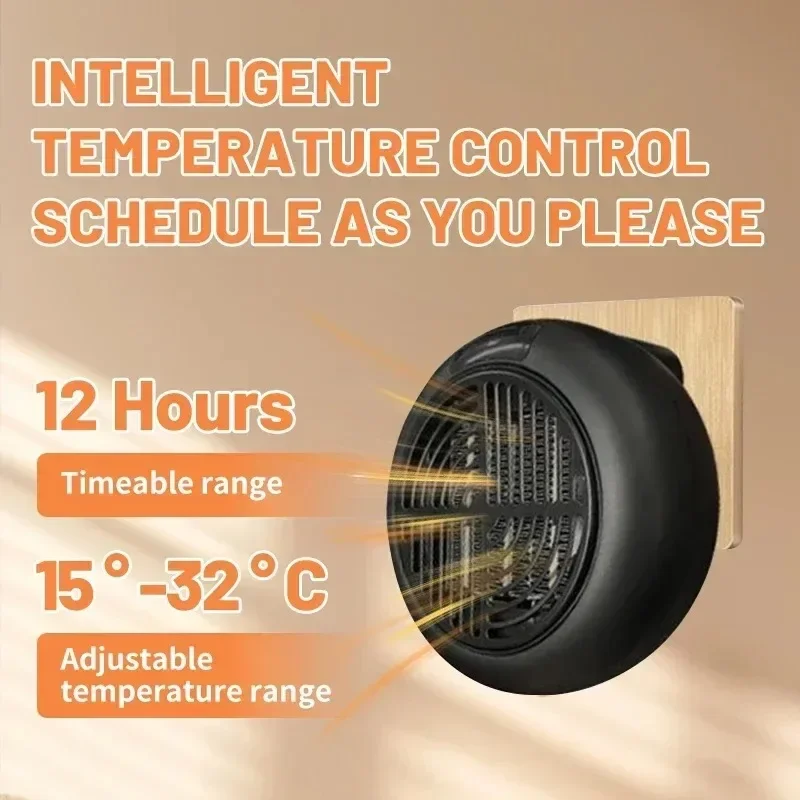 Mini Heater Winter Home Wall Mounted Desktop Dual-Purpose Silent Fast Heating Heater Electric Heater with LED Display and Timer