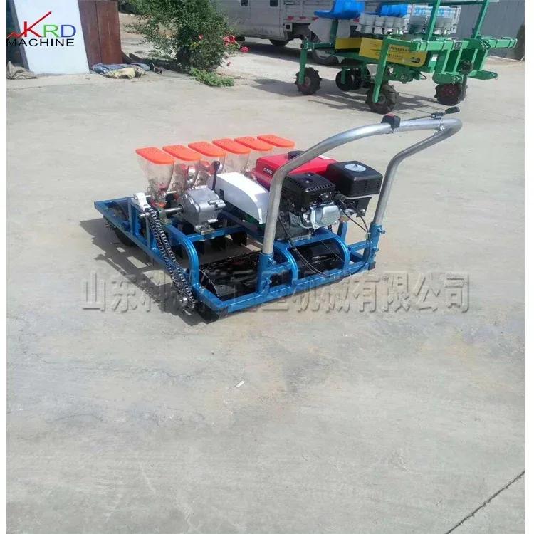 Hand-pushed agricultural vegetable seeder Open furrow and sow seed and mulch all-in-one machine Optional rows and Self-powered