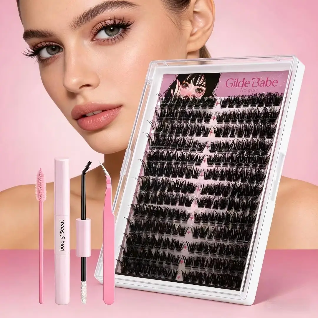 

Набор для наращивания ресниц Gilde Babe 80D, пучки 9-16 мм, DIY, пушистые ресницы, полный комплект, индивидуальные ресницы для наращивания с клеем и фиксатором