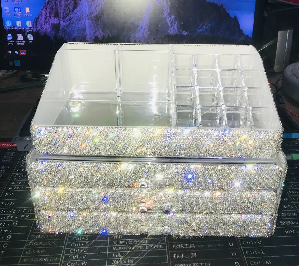 Acrylic Drawer Makeup Box Large Stackable Eyeshadow Cosmetic Case Bedroom Bathroom Desktop Jewelry Storage Organizer 4 Layers