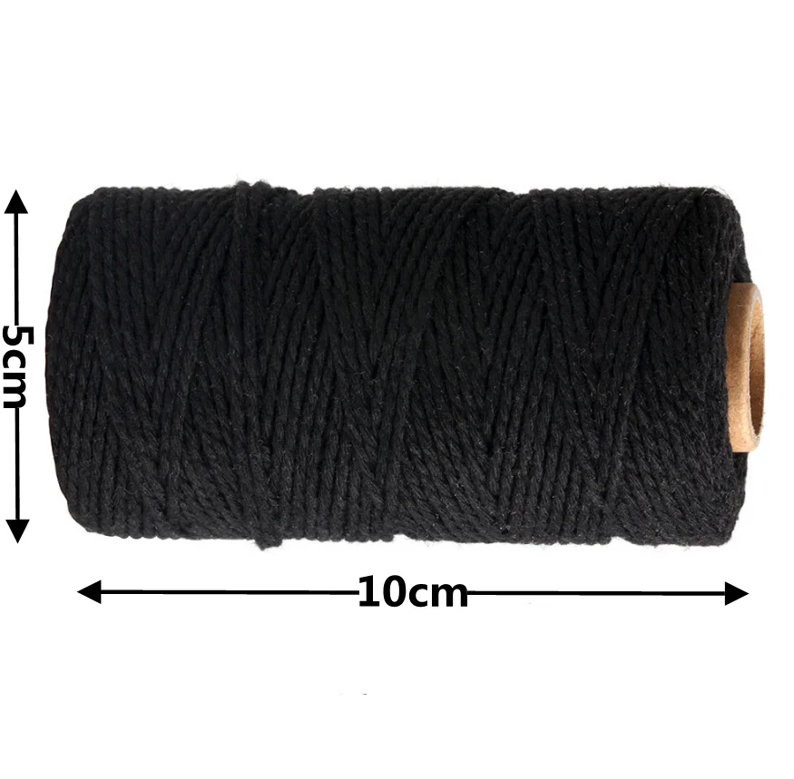 100M/Roll 2mm Cotton Rope Colorful Twine Macrame Cord Rope String Thread DIY Crafts Braided Twisted Cotton Home Textile Decor