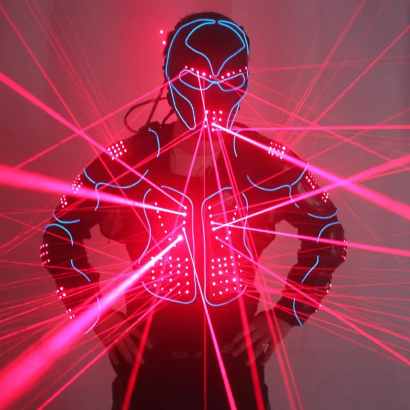 Red LED Waistcoat 650nm  Robot Suits for Adults Nightclub Performers' Stage Costumes Ballroom Wear