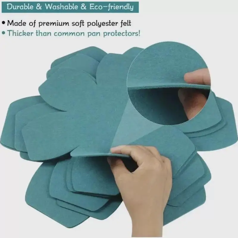 ~12Pcs Felt Pot Pan Protecetors Anti Scratch Non-Stick Divider Pads Pan Bottom Heat Insulation Protect Kitchen Cookware Tools