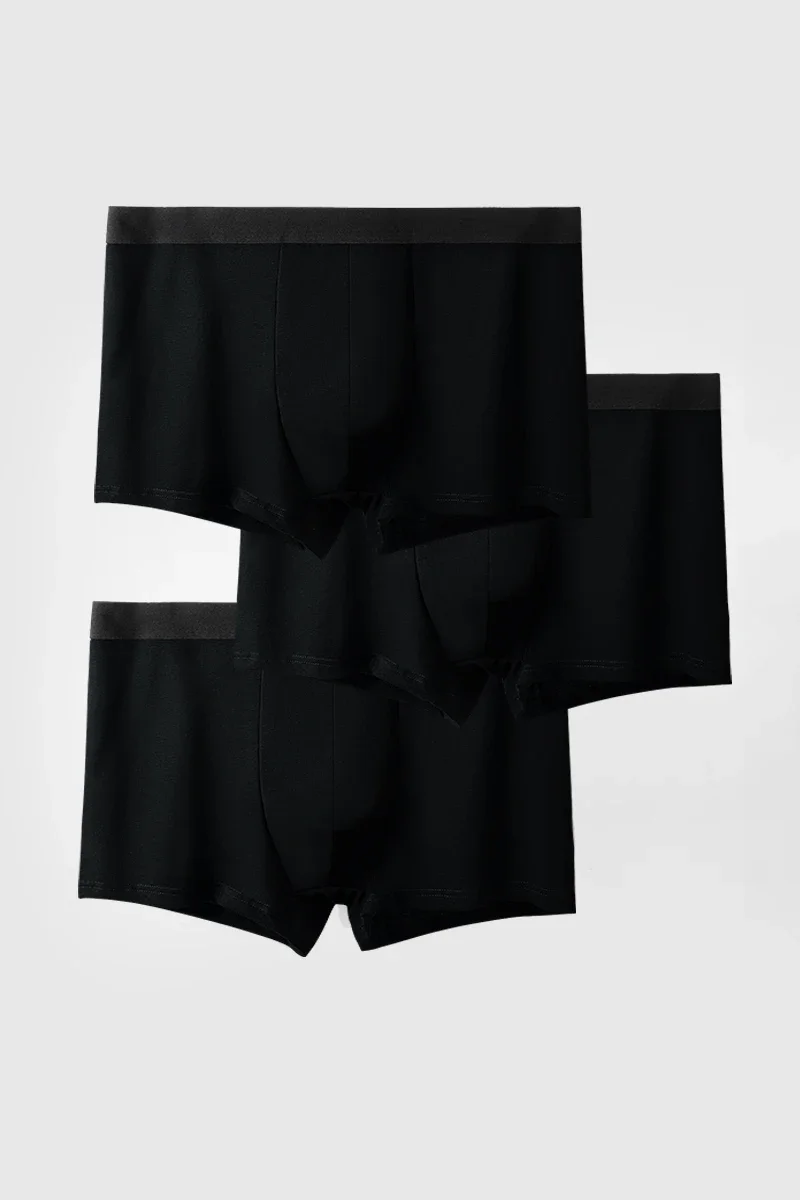3PCS Men's pure cotton underwear - loose-fitting all-cotton four-cornered breathable large-sized comfortable summer thin men's