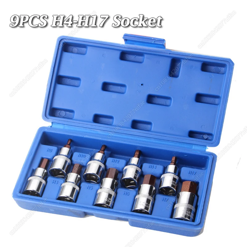 

9Pcs/set H4-H17 Pressure Batch Socket Set Lengthened Hexagonal Screwdriver Screwdriver Air Bit Screwdriver Head Hardware Tools