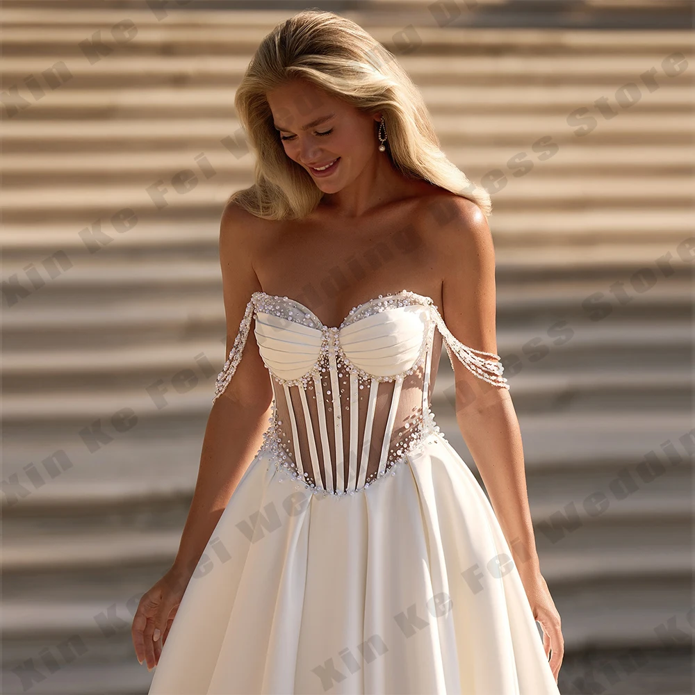 

Gorgeous Women's Bridal Gowns Sexy Off Shoulder Sleeveless A-line Princess Wedding Dresses Party vestido de novia Customized