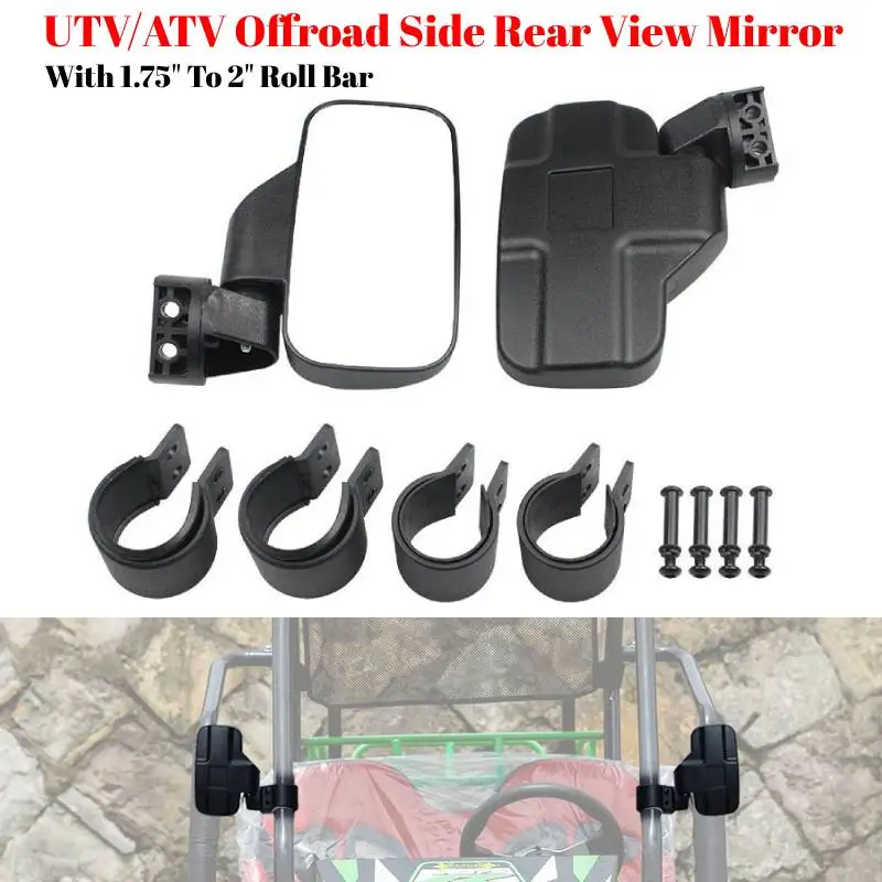 UTV ATV Rearview Mirror Shockproof Side Mirror W/ 1.75' 2' Roll Cages For Can Am For Polaris RZR 800 900 1000 For Yamaha