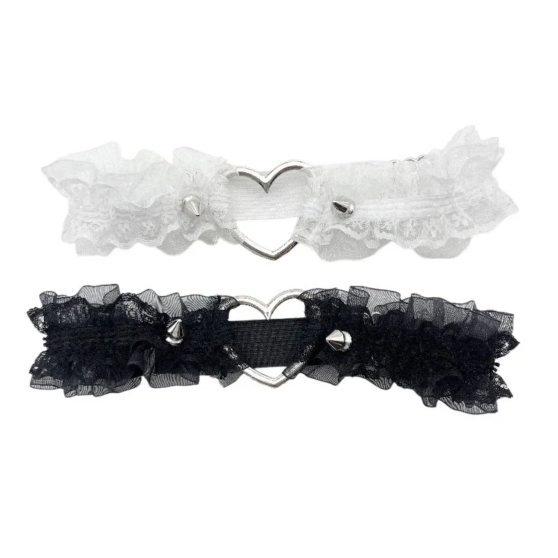 Punk Harajuku Sex appeal Fashionable Lace Charm Elastic force Love Necklace Clavicle chain Accessory Individuality Rivet