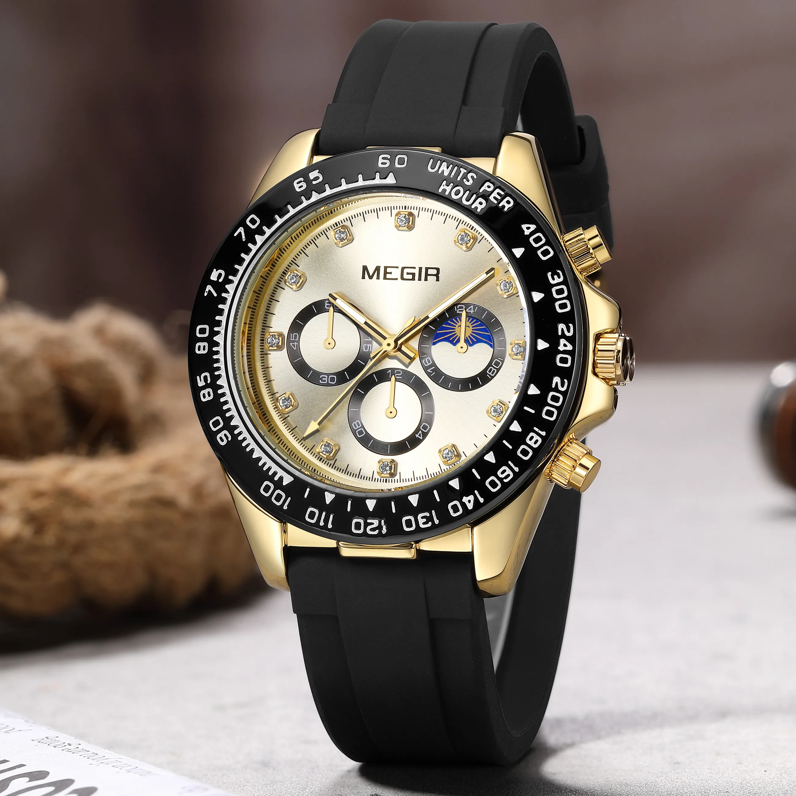 MEGIR Brand Luxury Men Wristwatch 30M Waterproof Diamond Dial Quartz Man Business Watches Stainless Steel Clock Relogio