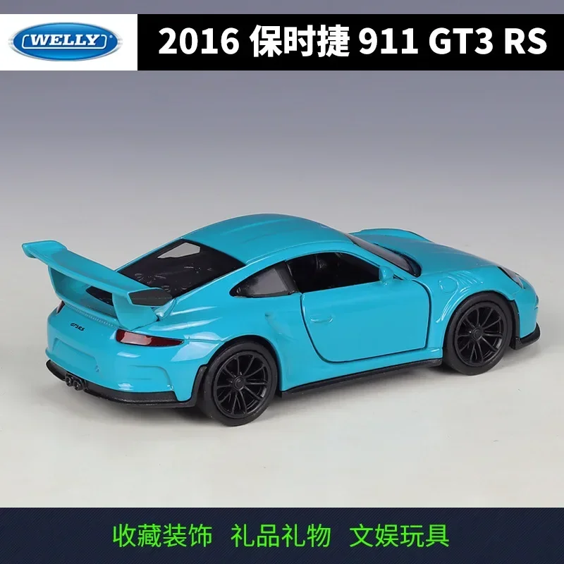 WELLY 1:36 2016 Porsche 911 GT3 RS Alloy Sports Car Model Diecasts Metal Toy Car Vehicles Model Pull Back Simulation Kids Gifts