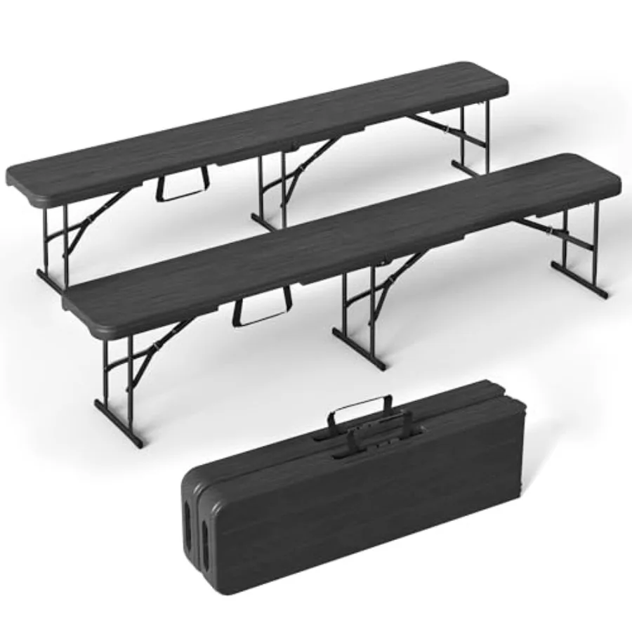

6 Foot Folding Bench Portable Plastic Folding Bench Seat for Indoor Outdoor Picnic Camping Dining Soccer Garden Multipurpose En