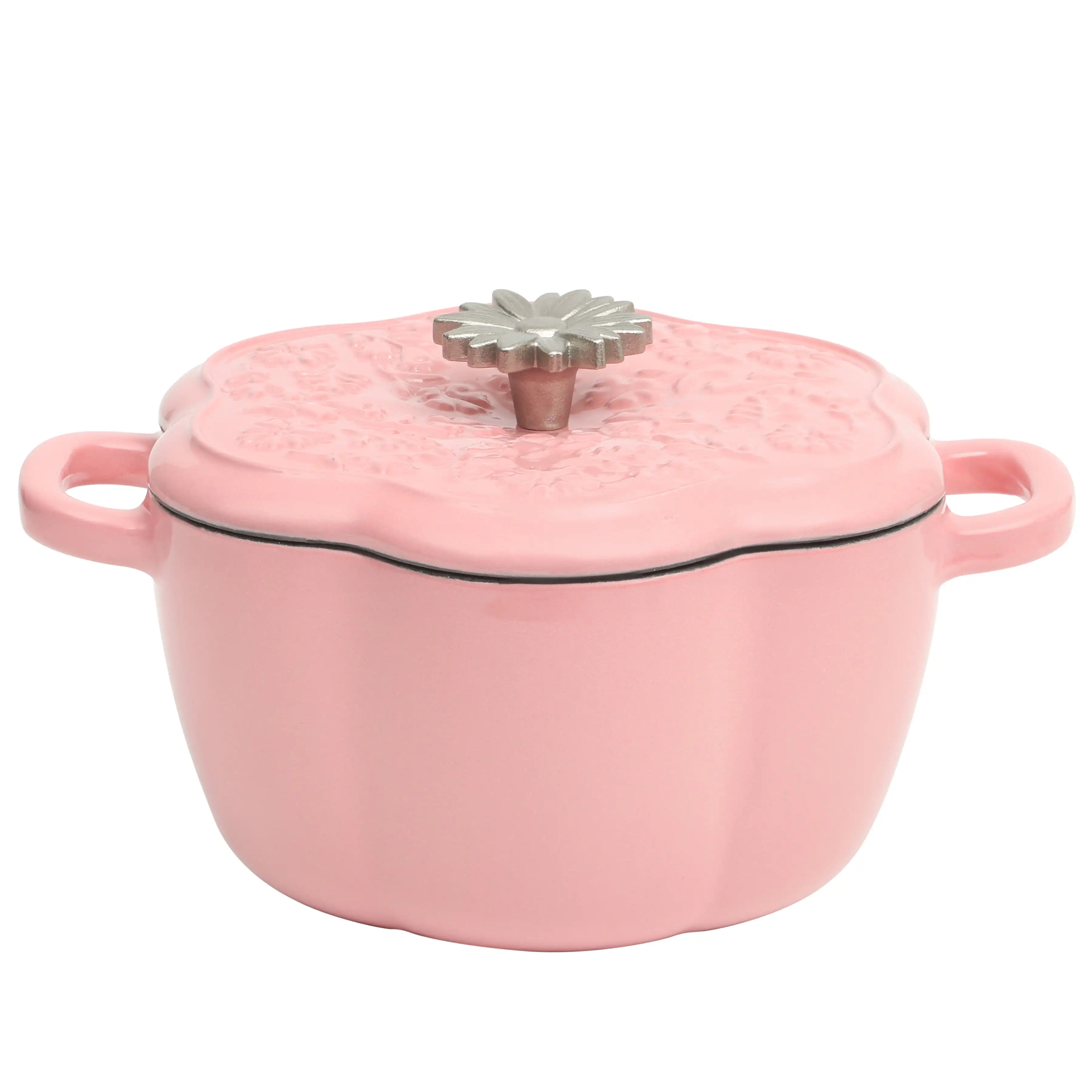 

Woman 2-Quart Enamel Cast Iron Dutch Oven Pot with Lid, Pink