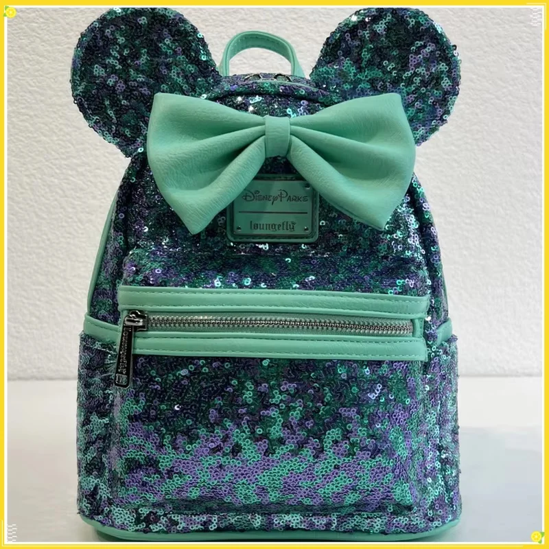 Mini mochila de dibujos animados de Anime de Disney, bolsos de doble hombro con lentejuelas 3d de Mickey Mouse, bonita mochila, bolsa de ocio al aire libre, regalo para niña